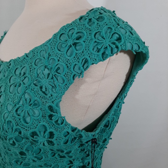 NWT Adriana Papell lace overlay turquoise blue dress 10 - Picture 13 of 15
